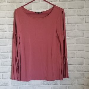 cable & gauge muave 3/4" sleeve blouse